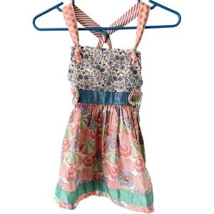Matilda Jane Girls Floral Umbrella Print Sun Dress Mixed Media Size 10